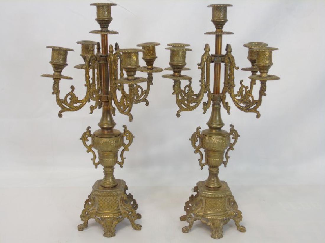 Pair Antique Gilt Bronze 5 Arm French Candelabras (1 of 4)