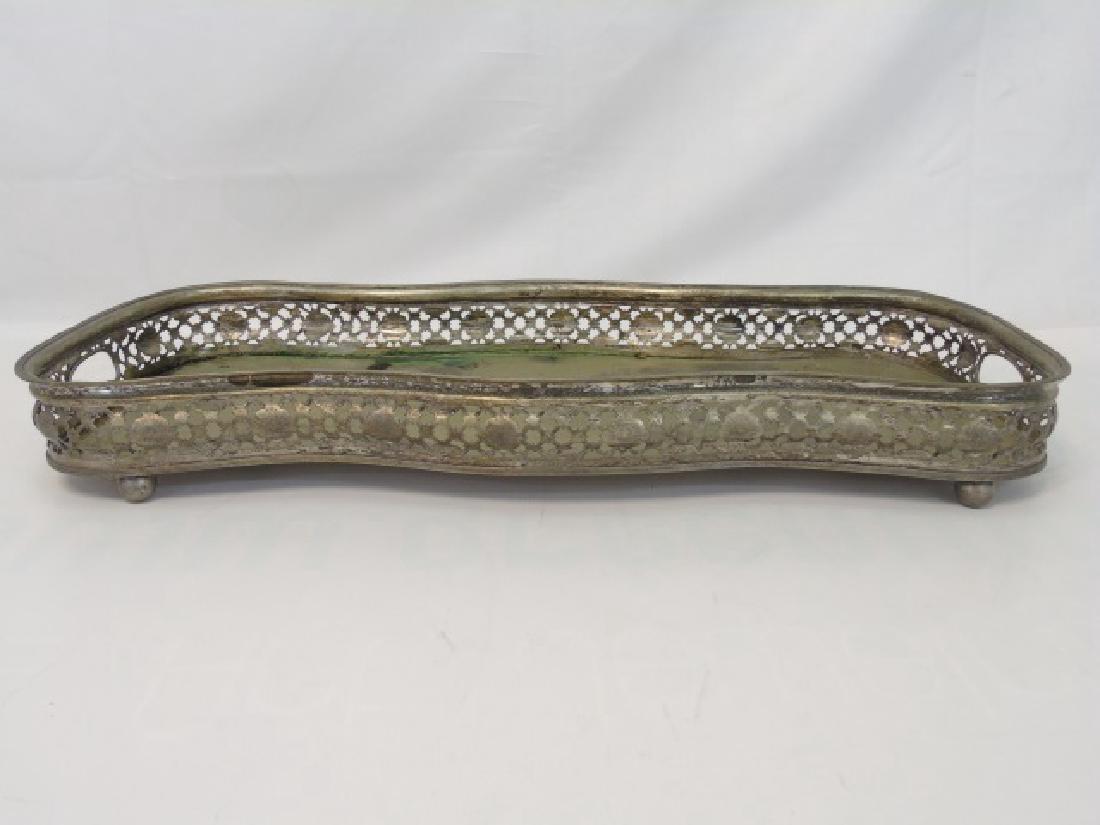 Antique Silver Plate Galleried Edge Serving Tray (1 of 3)