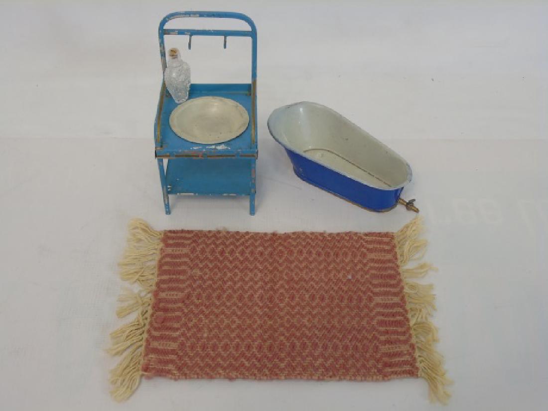 Antique Dollhouse German Vanity, Tub & Miniatures (1 of 5)