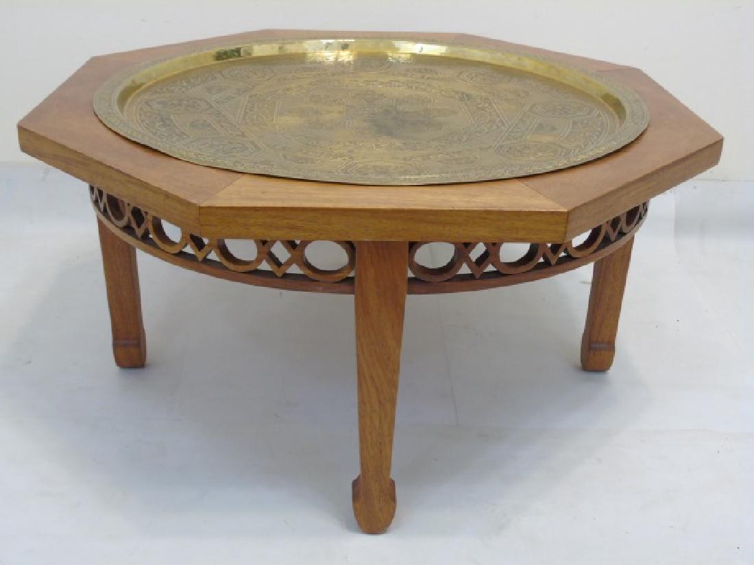 Mahogany Octagon Table with Brass Inset Tray Top (1 of 3)
