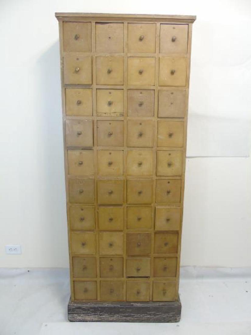 Tall Wood Apothecary w 40 Drawers on Base