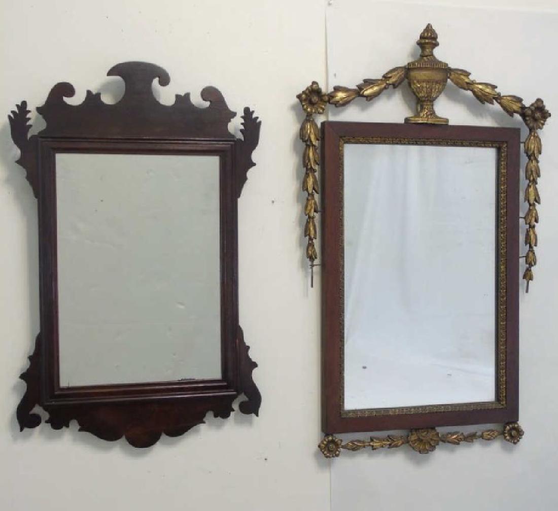 Two Antique Mirrors - Chippendale & Neo Classical: Two Antique Mirrors - Chippendale & Neo Classical Styles. Larger measures 29 x 18 inches.