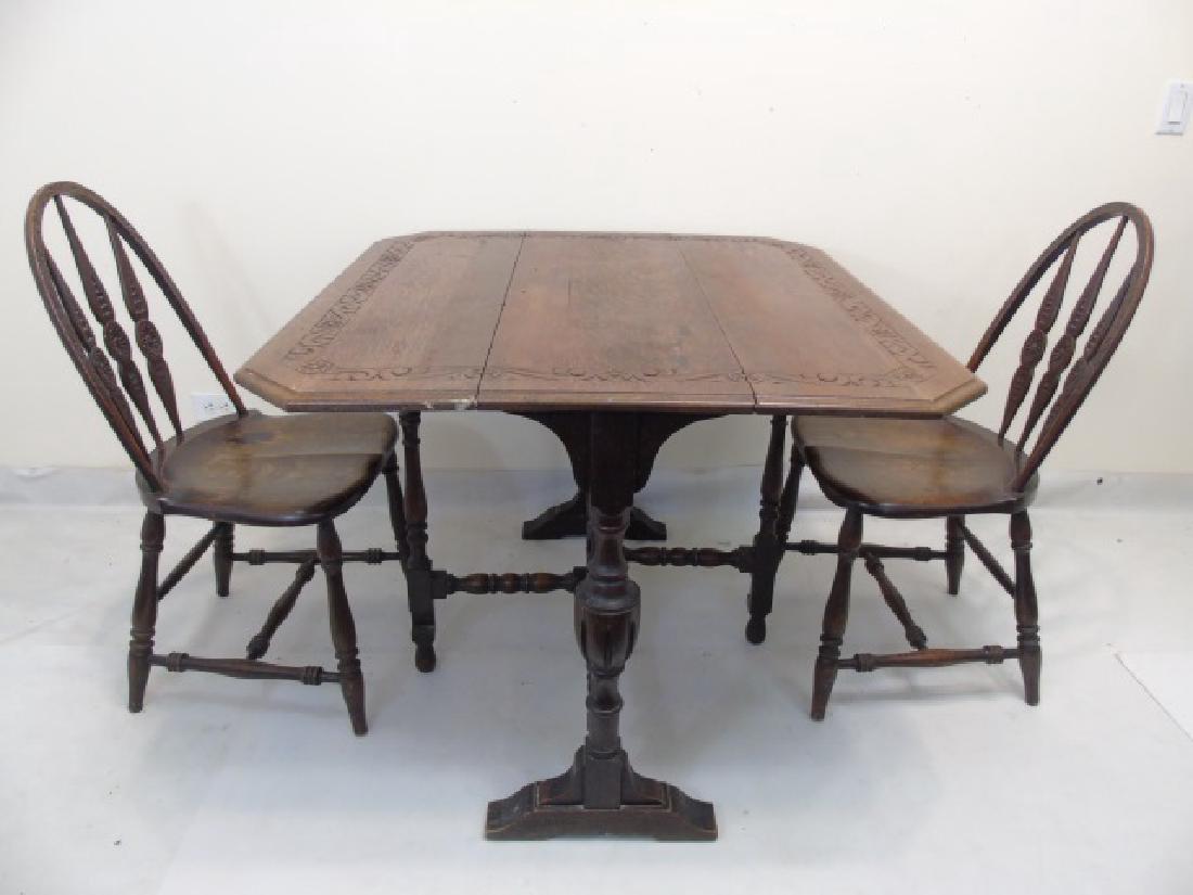 Antique Carved Oak Jacobean Style Dining Set (1 of 4)