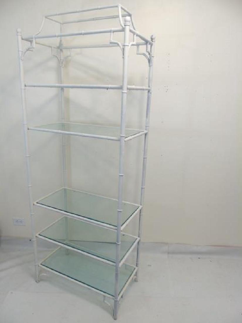 White Bamboo Style Etagere with 5 Glass Shelves (1 of 4)