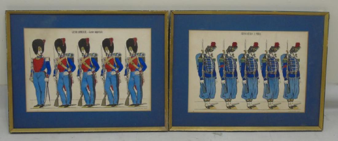 Pair Antique French Hand Colored Prints of Soldier (1 of 4)