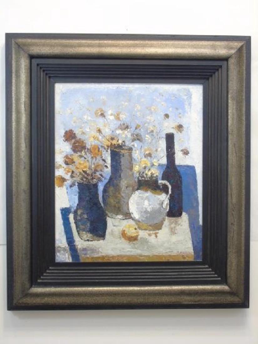 Still Life w Vases & Flowers Signed J. Alvin (1 of 3)