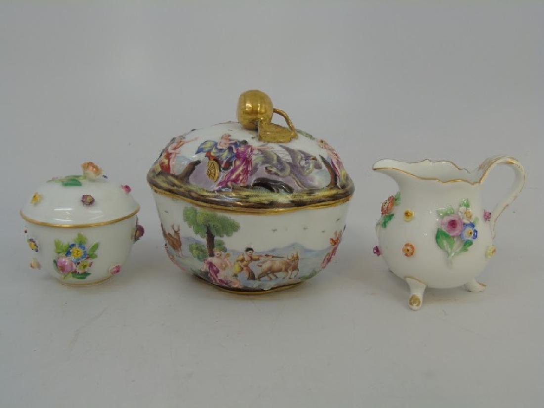Three Antique Porcelain Items - Signed Meissen (1 of 5)