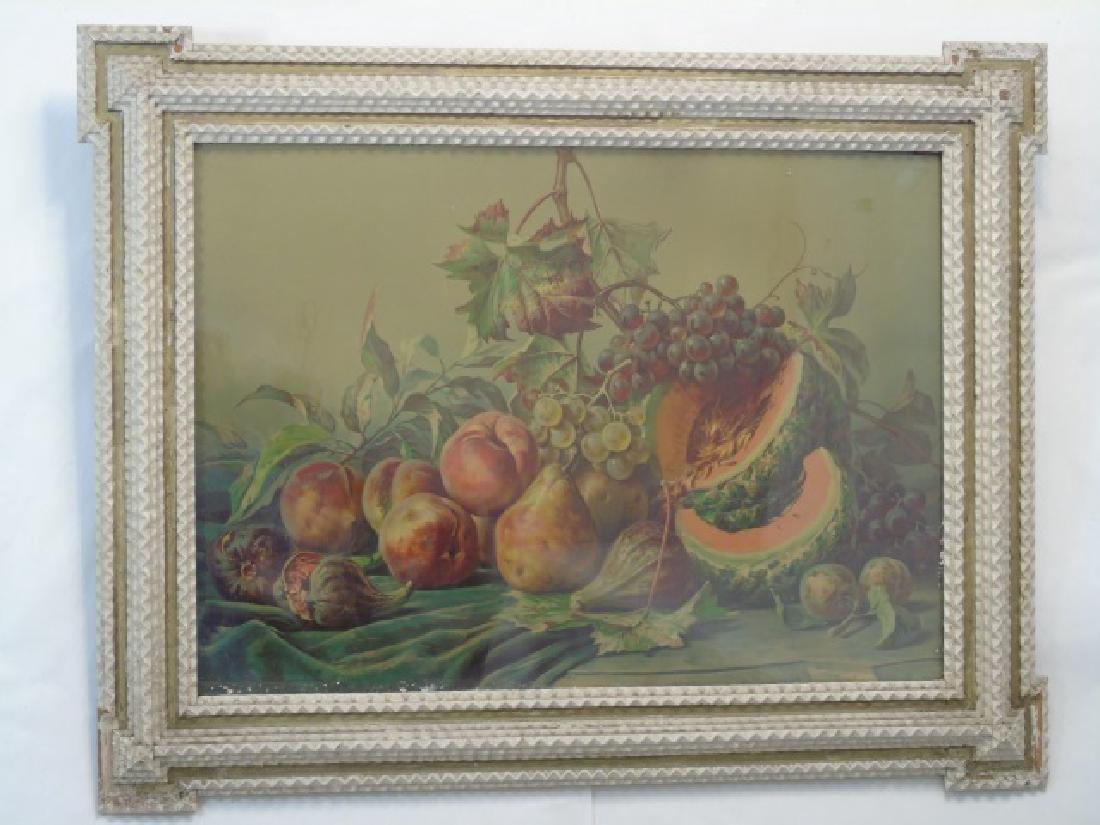 Fruit Still Life Wonderful Painted Tramp Art Frame (1 of 2)