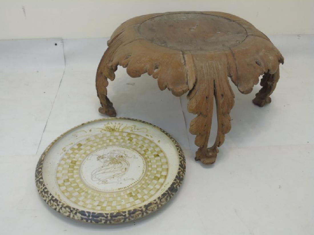 Antique Hand Carved Wooden Acanthus Leaf Table (1 of 4)