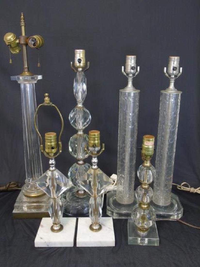 Group of Seven Modern Lucite & Glass Table Lamps (1 of 6)
