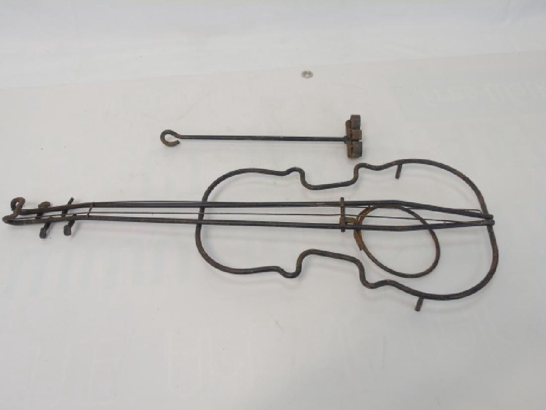 Vintage Bent Metal Violin Shaped Planter & Brand (1 of 5)
