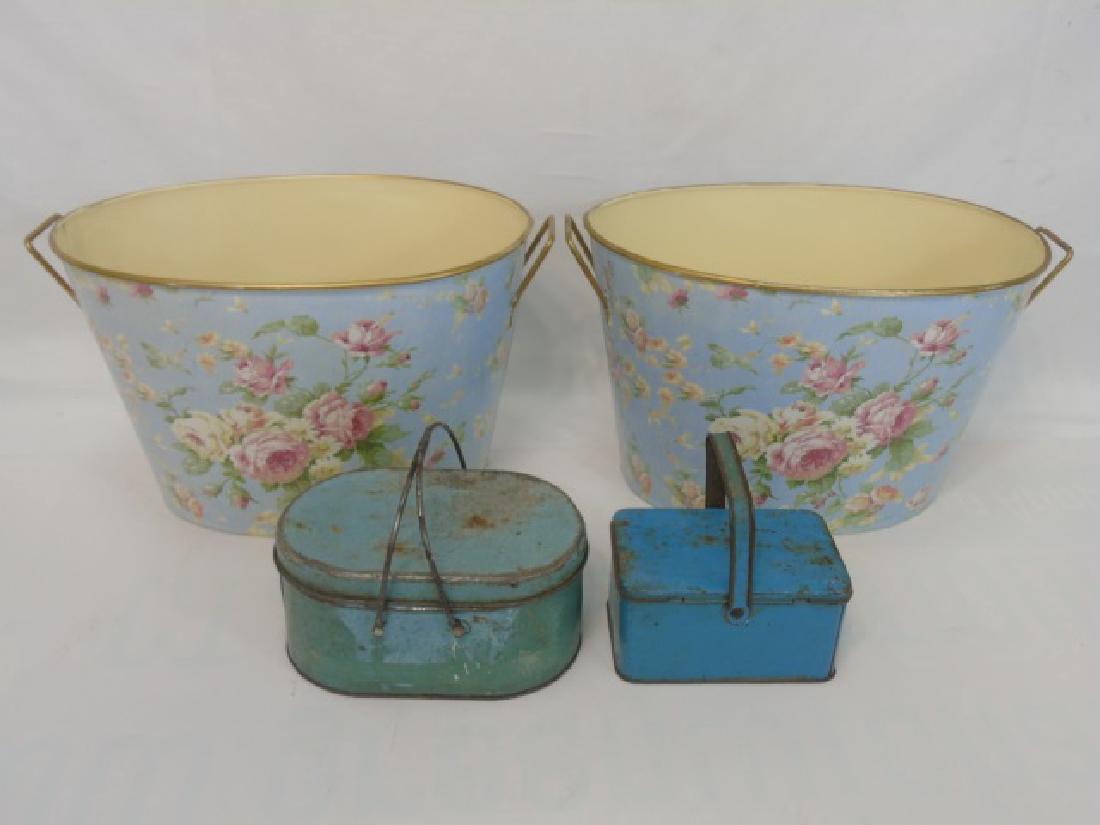 5 Painted Metal Items 2 Lunch Pails & 3 Buckets (1 of 3)