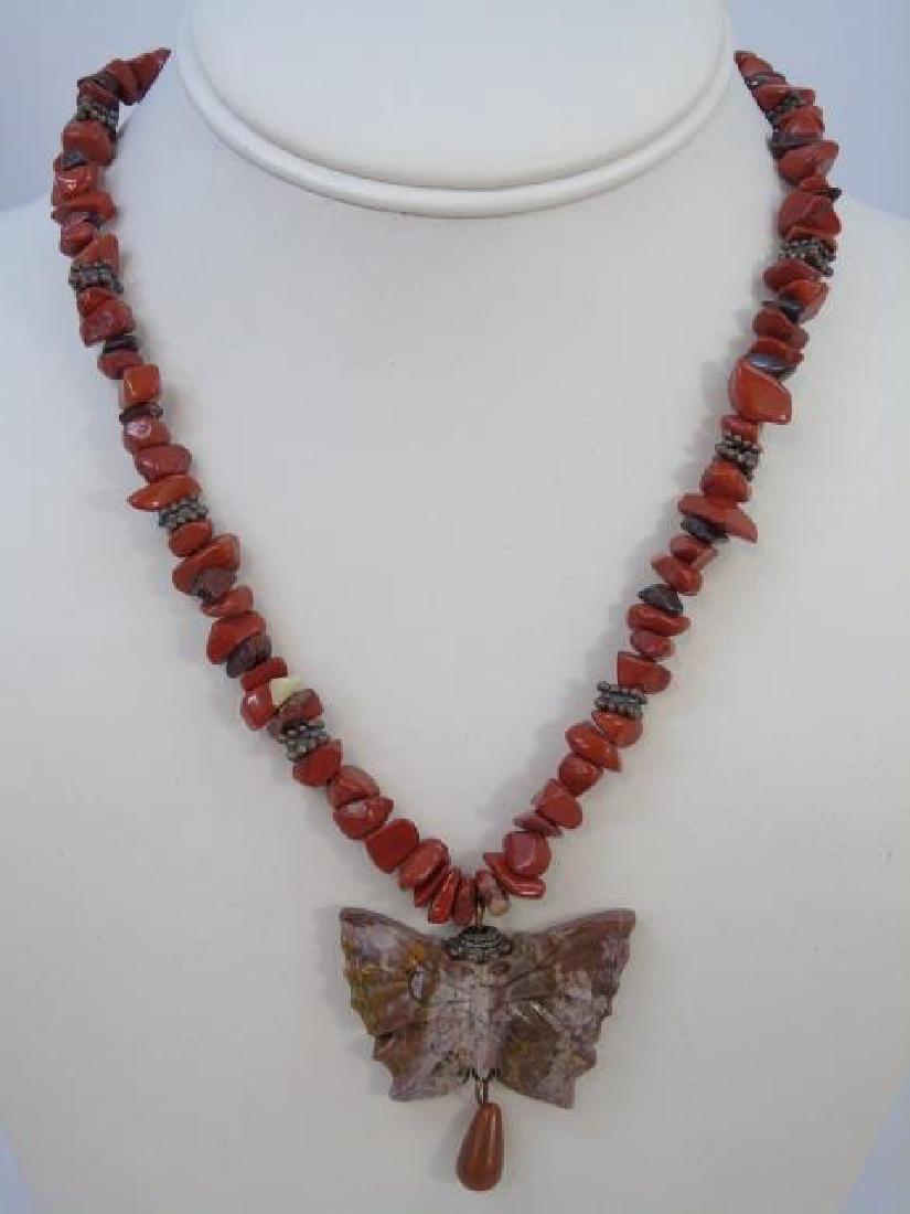 Contemporary Carved Hardstone Butterfly Necklace (1 of 5)