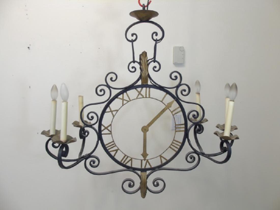 Black Iron Lamp with Bronze Accents & Clock Face (1 of 5)