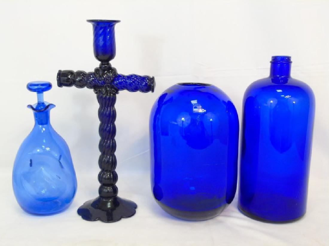 4 Antique & Vintage Cobalt Blue Glass Items (1 of 4)