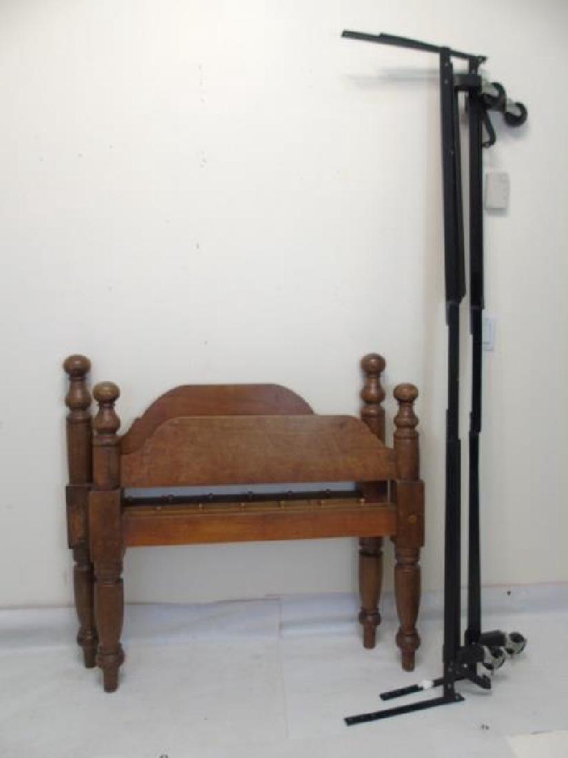 Antique Maple Twin Bed Head & Foot Board Rope Ties: Antique Maple Twin Bed Head & Foot Board featuring Rope Tie pegs to tighten the mattress supports. Source of the phrase "Sleep Tight!" Head Board is 40 x 40 inches.