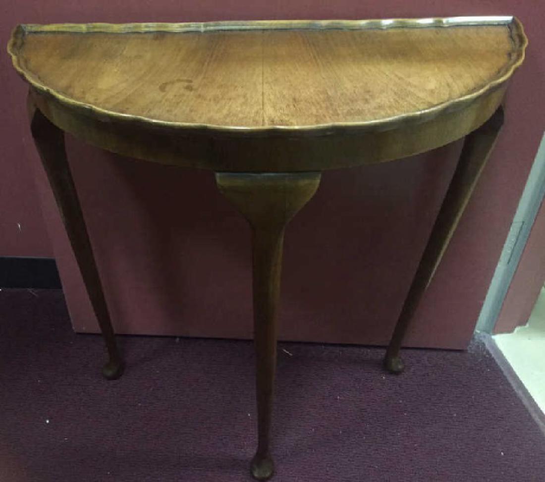 Antique Demi Lune Console Table w Pie Crust Edge (1 of 5)
