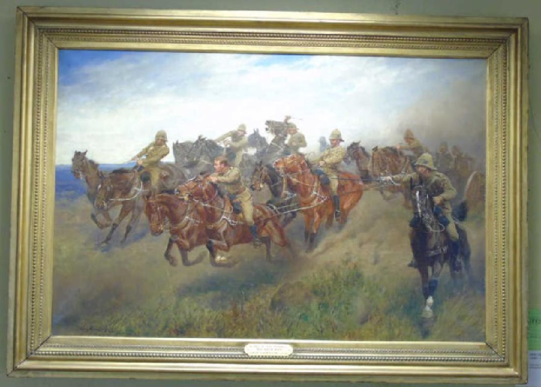 John Charlton Oil on Canvas Cavalry Charge Boers (1 of 4)
