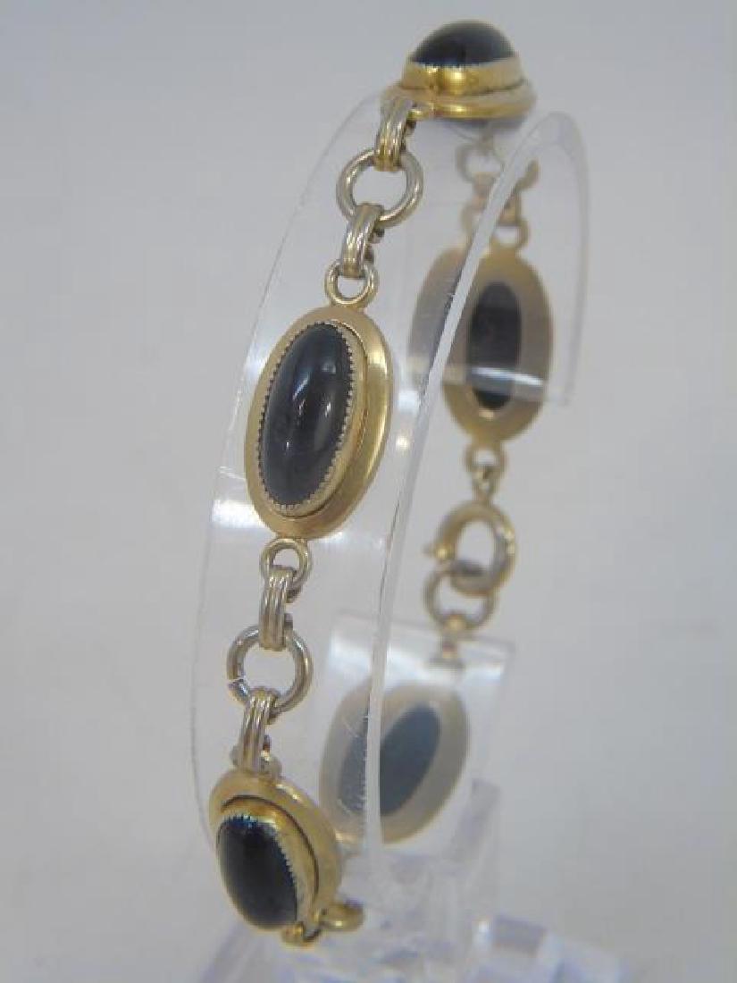 Antique Cabochon Black Onyx Gold Filled Bracelet (1 of 3)