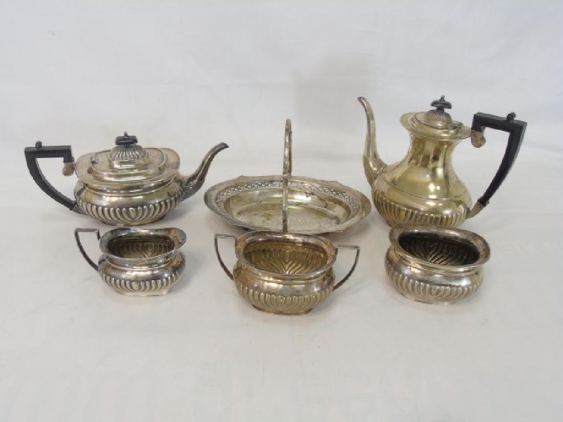 Silverplate Sheffield Tea Service (5), and Basket (1 of 4)