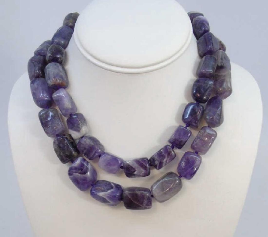 Pair Contemporary Tumbled Amethyst Necklace Strand (1 of 4)