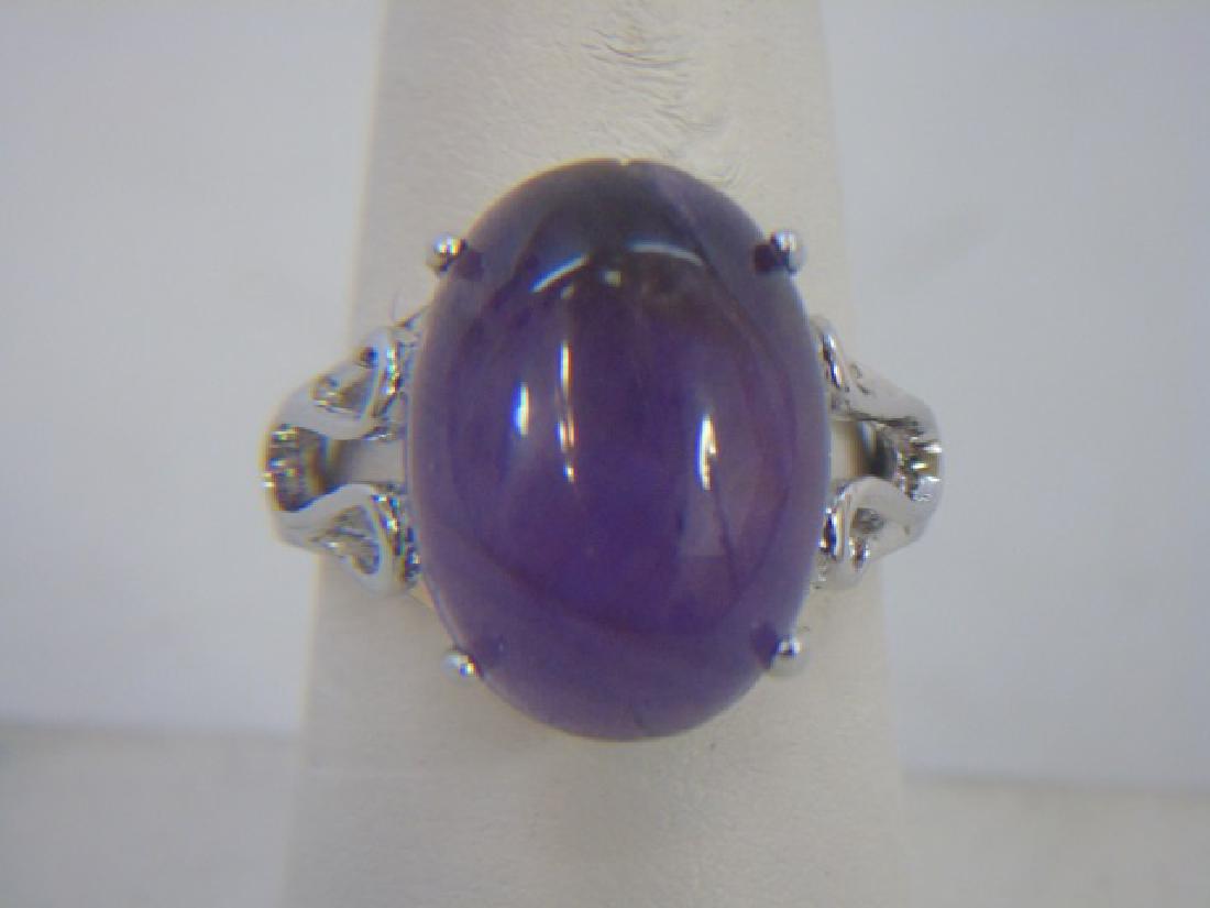 Sterling Silver & Cabochon Cut Amethyst Ring (1 of 3)