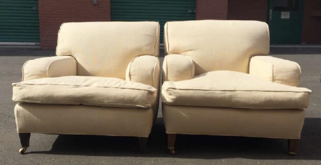 Pair Modern Custom Made & Upholstered Armchairs (1 of 4)