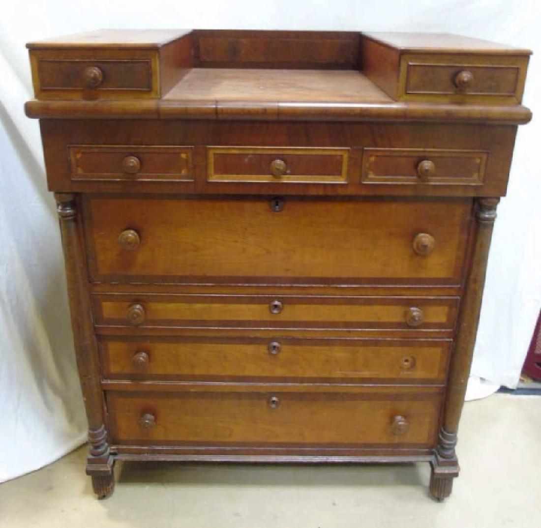 Antique 19th C Burl Wood Victorian Chest of Drawer (1 of 3)