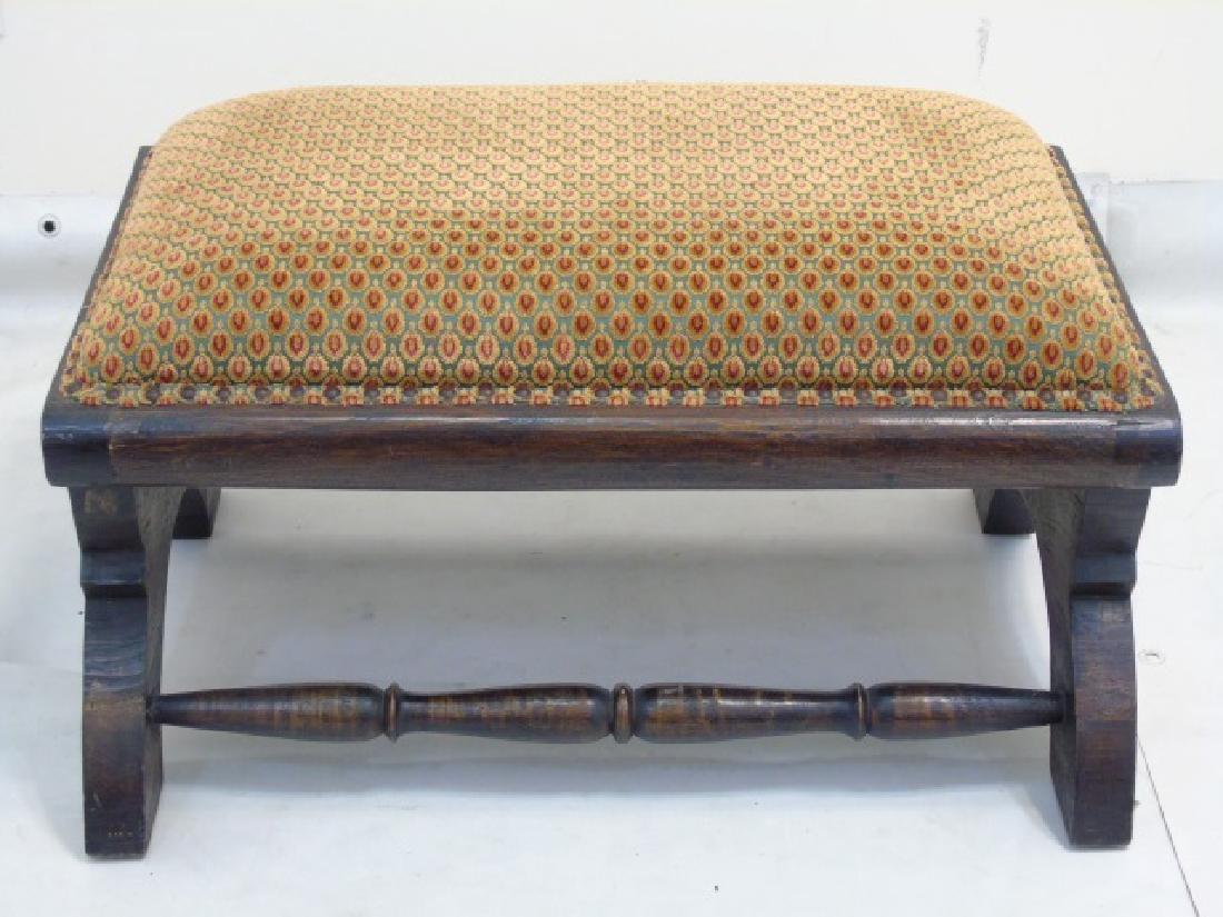 Christopher Hyland Fabric Upholstered Wood Ottoman (1 of 3)