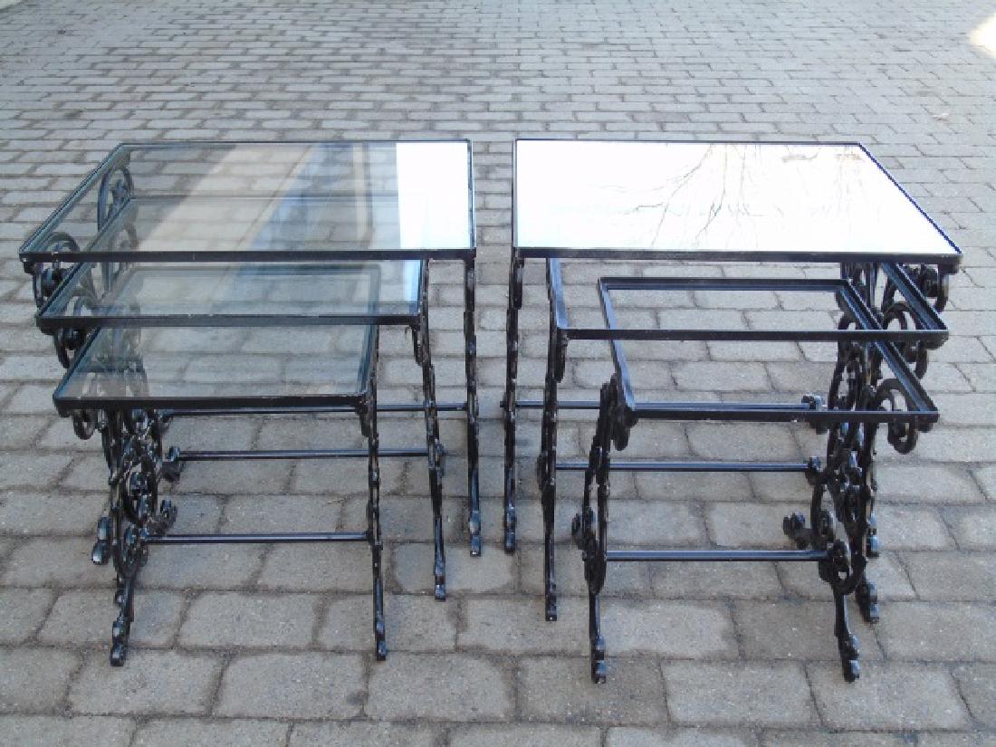 2 Pairs Iron & Glass Patio / Deck Nesting Tables (1 of 3)