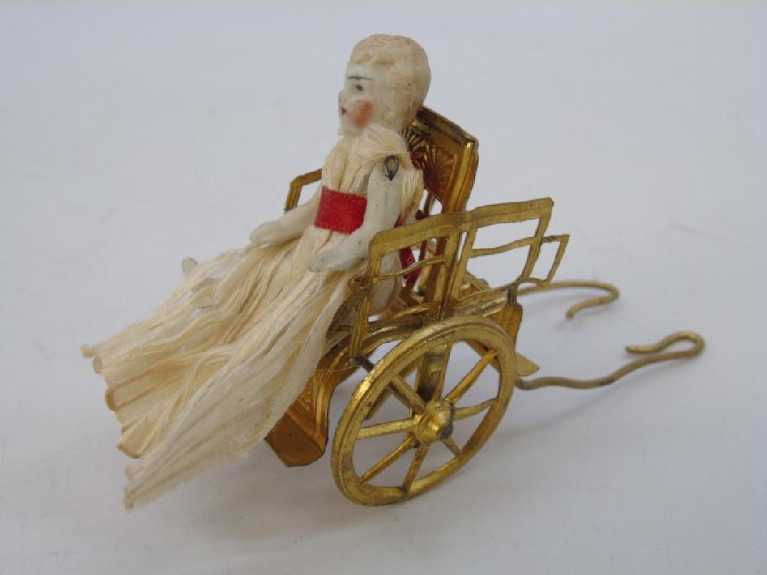 Antique Dollhouse Ormolu Carriage & Bisque Doll (1 of 5)