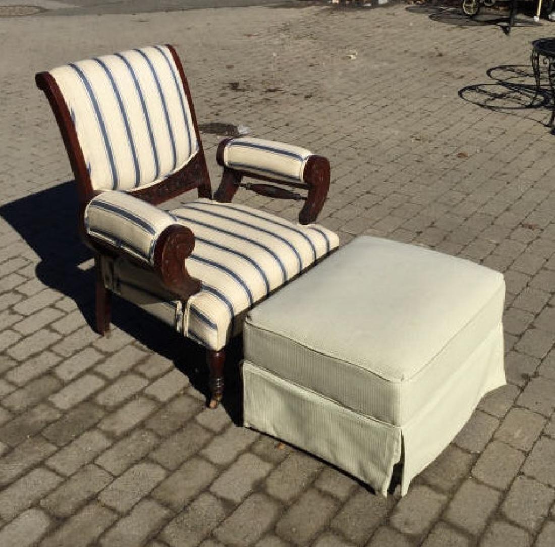 Antique 19th C Armchair & Contemporary Ottoman (1 of 3)