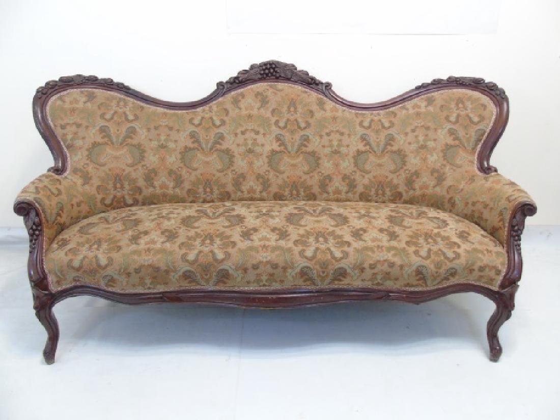 Antique American Victorian Carved Wood Settee (1 of 4)