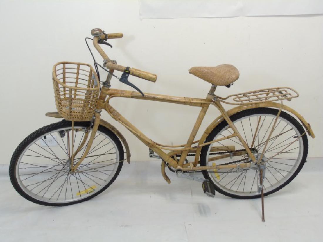 Antique Cream-Colored Bamboo Wicker Bicycle (1 of 5)