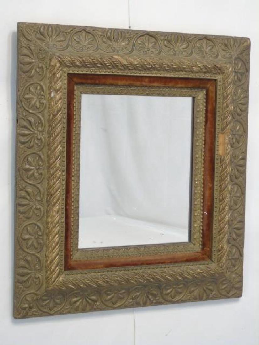 Antique 19th C Victorian Gold Leaf & Velvet Mirror (1 of 2)