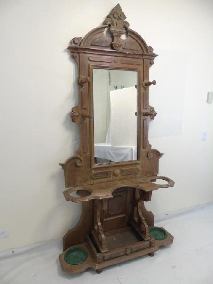 Antique 19th C Hall Stand Console w Mirror (1 of 4)