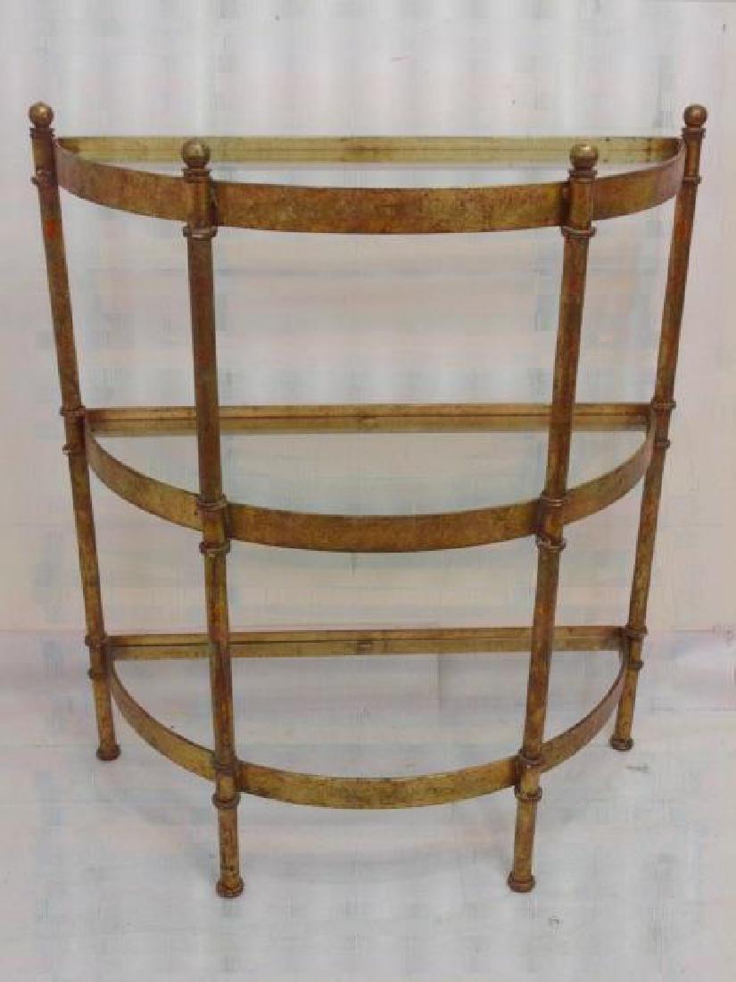 3 Level Demi-Lune Gold Painted Server Glass Shelve (1 of 3)