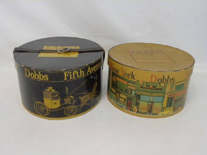 2 Antique Lithographed Cardboard Hat Boxes Dodds