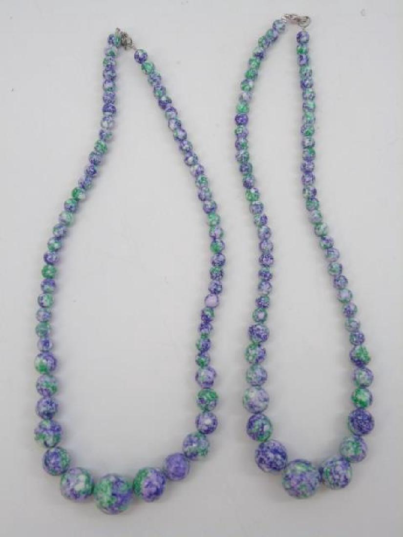 Pair Carved Bead Turquoise Necklace Strands (1 of 3)