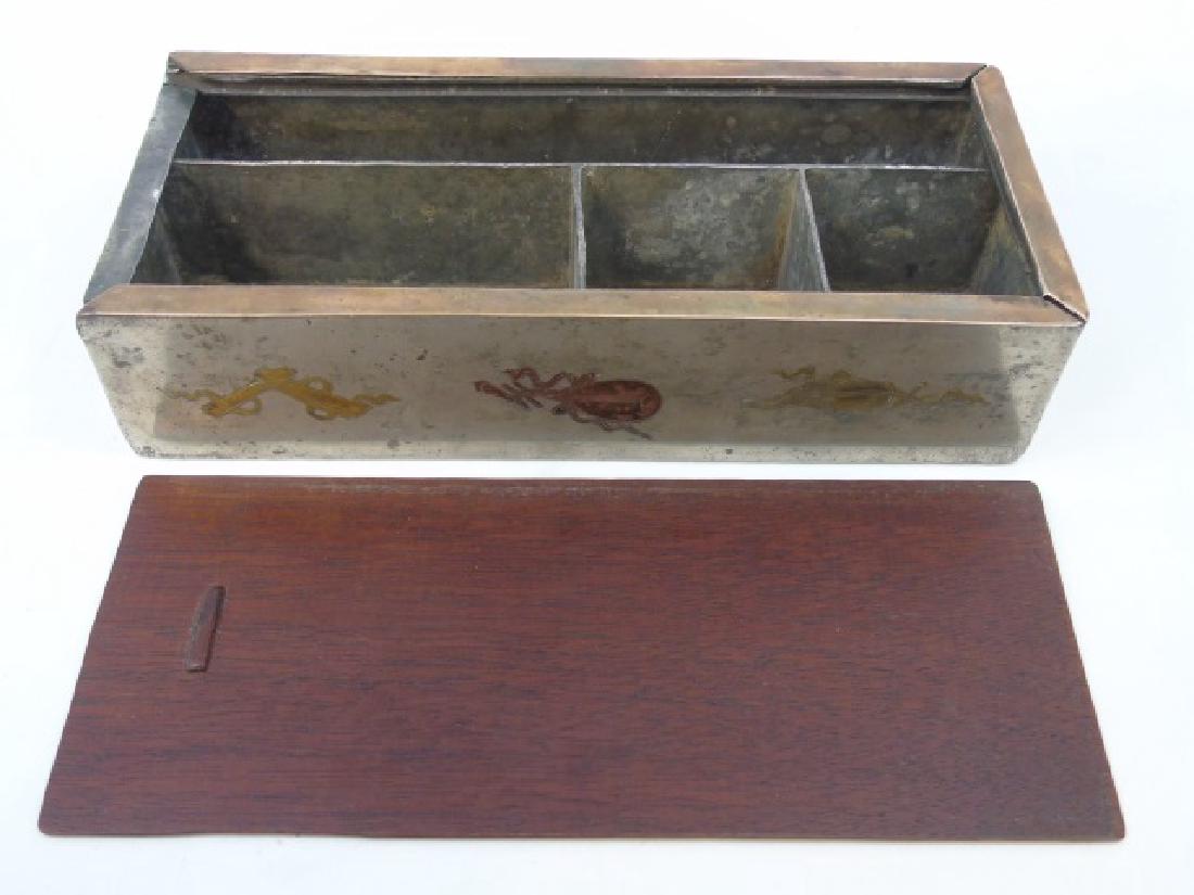 Antique Chased Metal & Wood Betel Box (1 of 3)