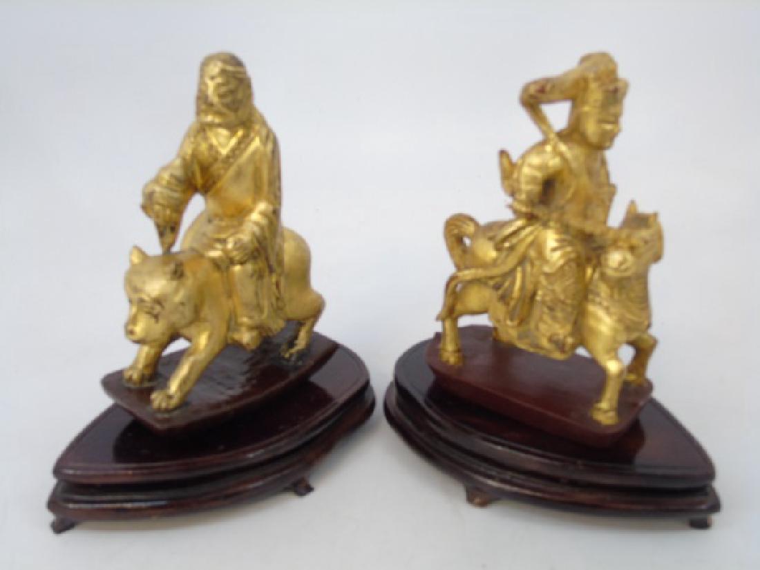 Antique Chinese Gilt Wood Immortal Statues w Stand (1 of 4)