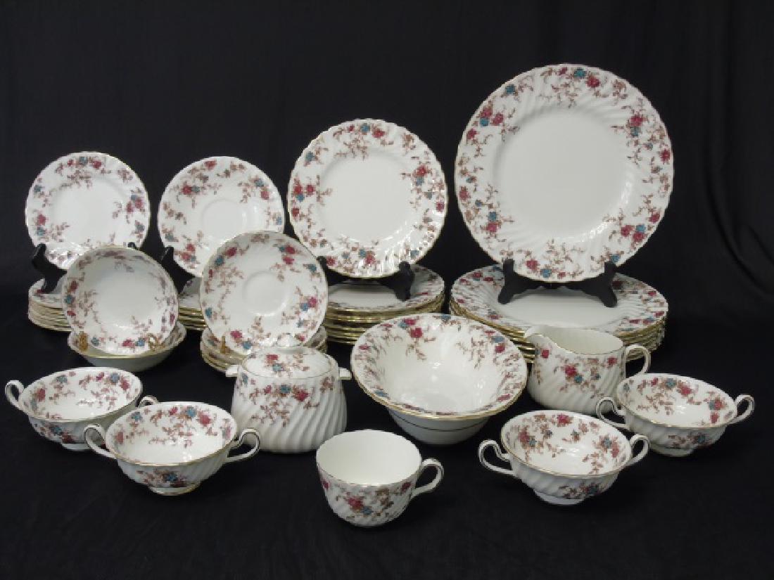 Minton Ancestral Bone China Dinner Service: Minton Ancestral Bone China Dinner Service, 43 pieces total. Includes 22 assorted size plates. Largest plate measures 7.5 inches.