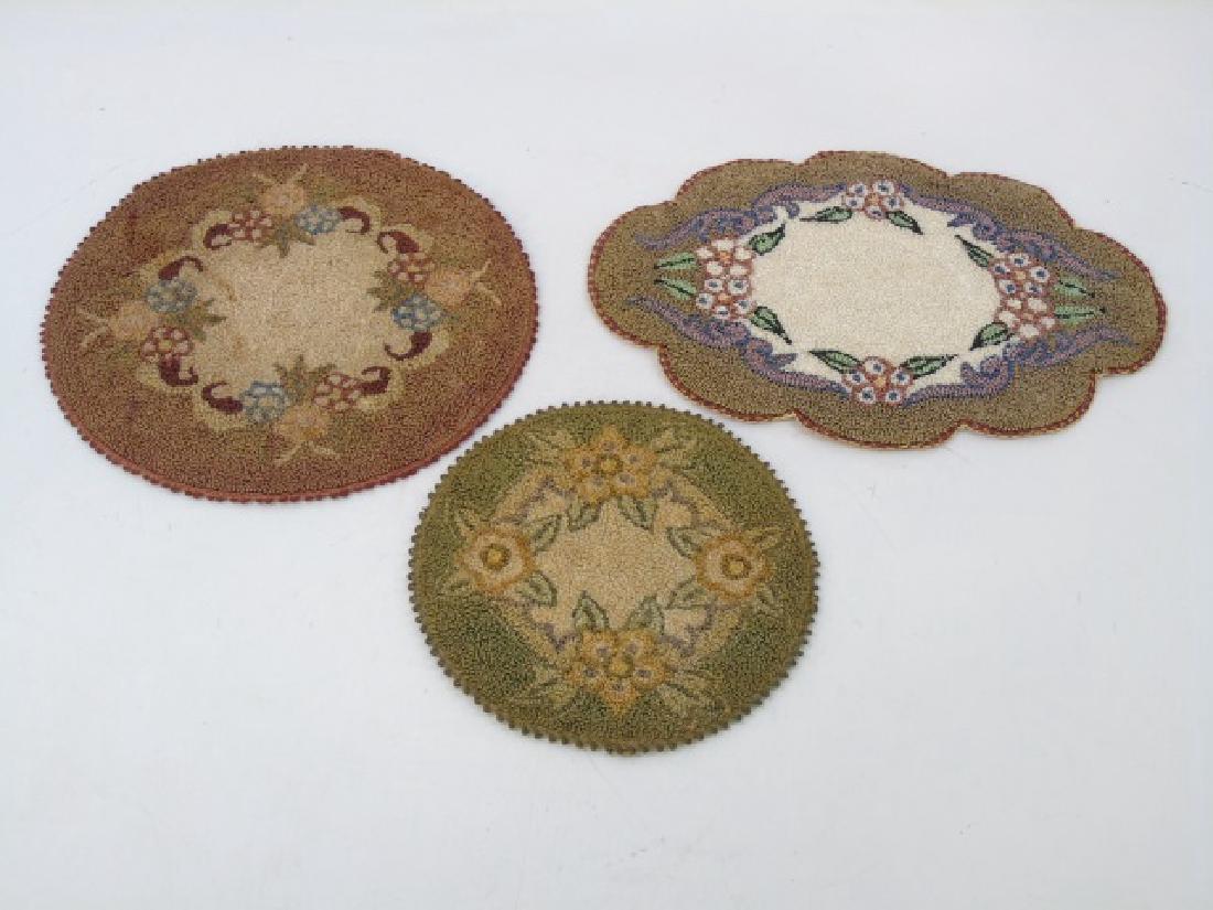 Three Antique Hand Knotted / Hooked Table Doilies (1 of 4)