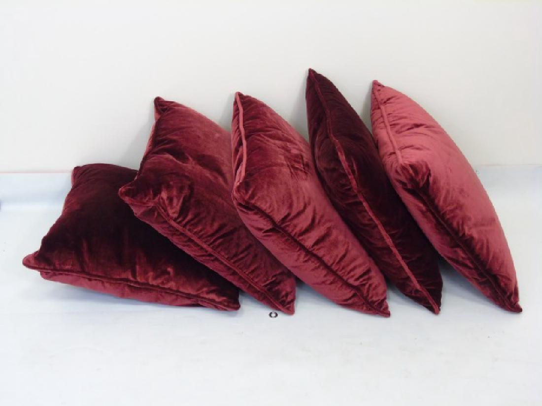 Five Custom Contemporary Red Velvet Throw Pillows (1 of 3)