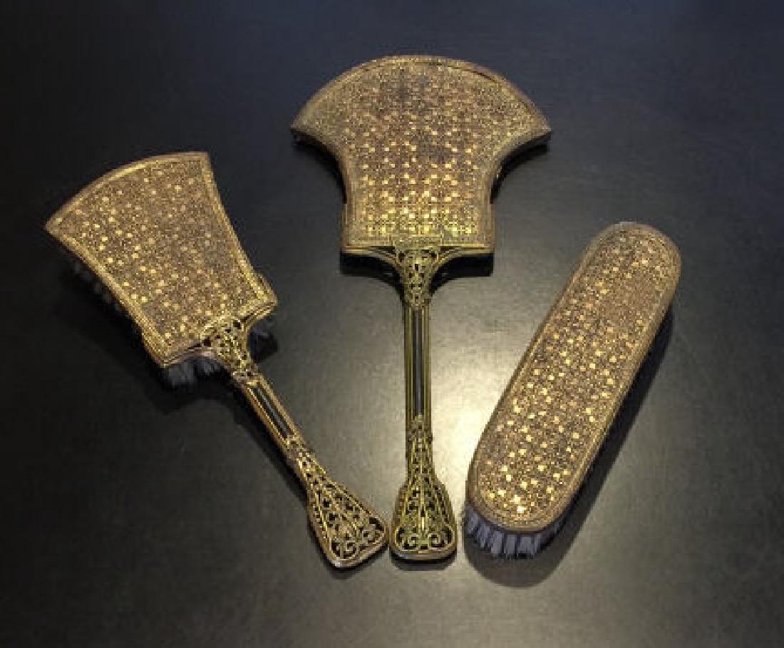 Antique C 1900 Victorian 3 Piece Ladies Vanity Set (1 of 3)