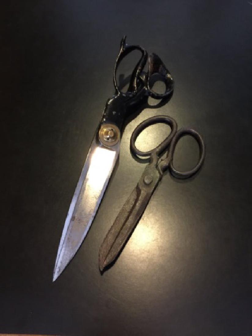 Two Large Size Antique Cast Metal Scissors (1 of 3)