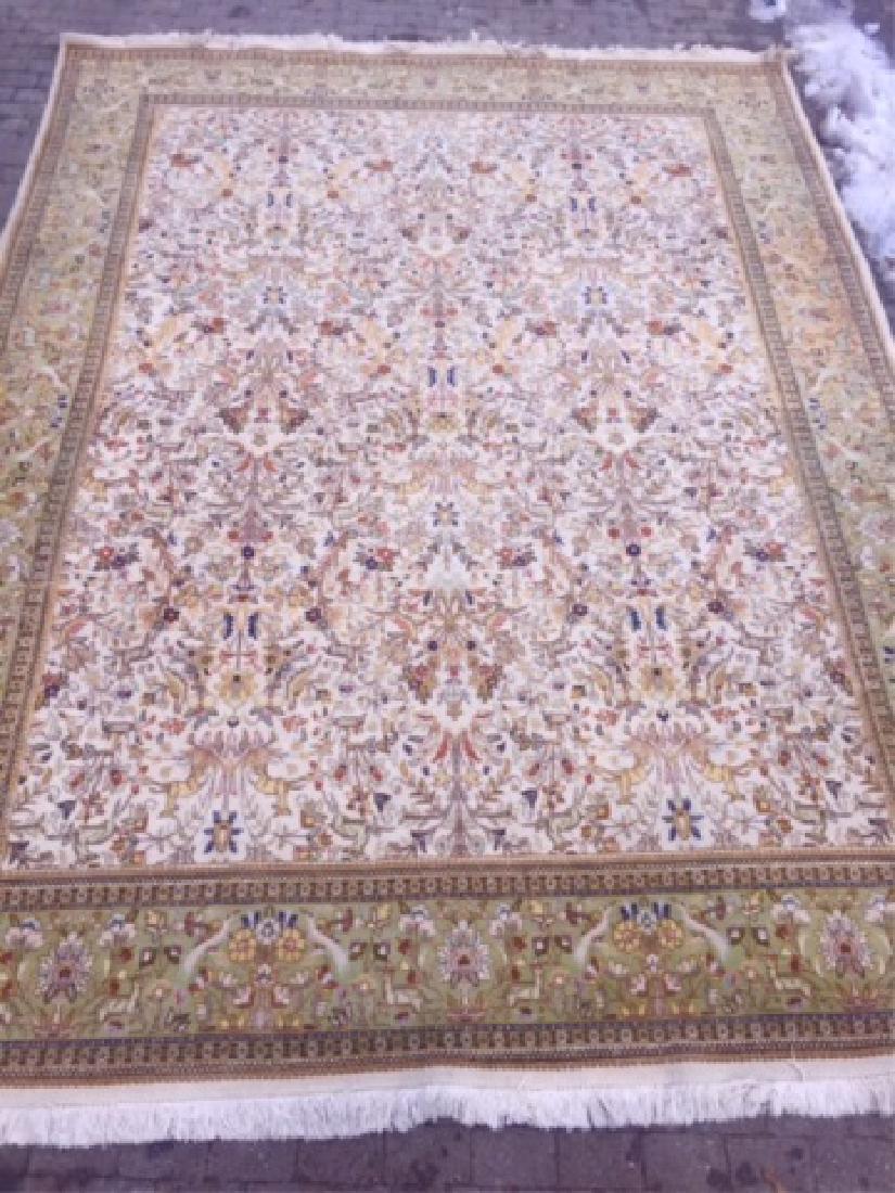 Large Iranian Tabriz Rug in Shades of Green Cream (1 of 10)