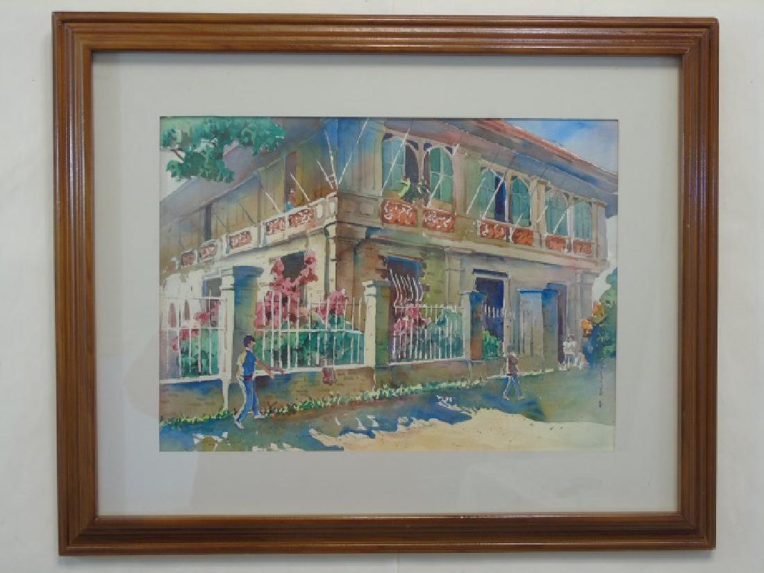 Roger Guarico Signed Watercolor of Street Scene (1 of 3)