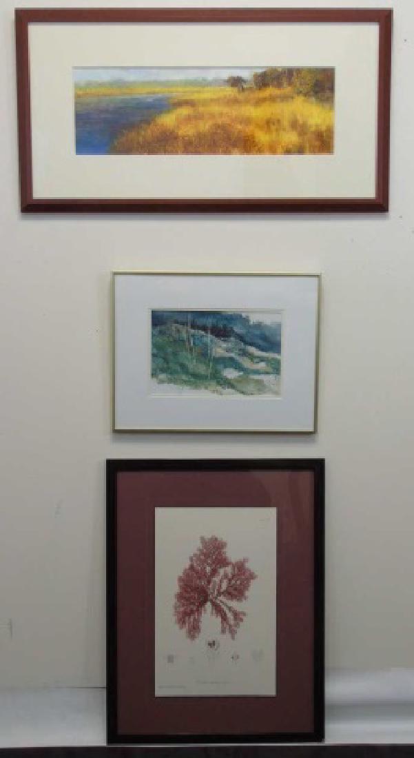 3 Framed Works of Art on Paper Print & Watercolor (1 of 10)