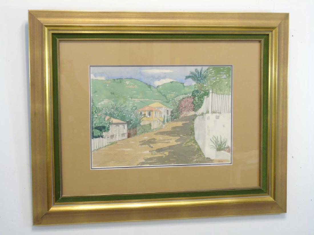 Watercolor of Tropical Island Mountain Scene (1 of 4)